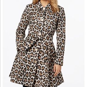 NWT Kate Spade Leopard Printed Belted Trench SZ M